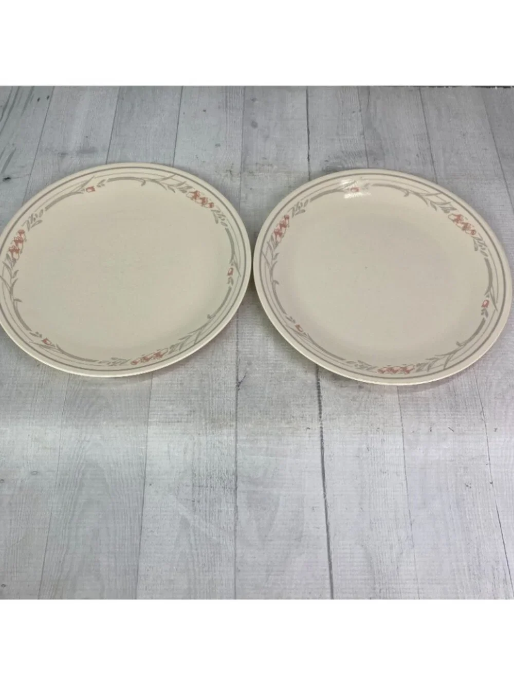 80's Corelle By Corning ROSE Tulip Pink Flowers Sandstone Dinner Plates Set of 6